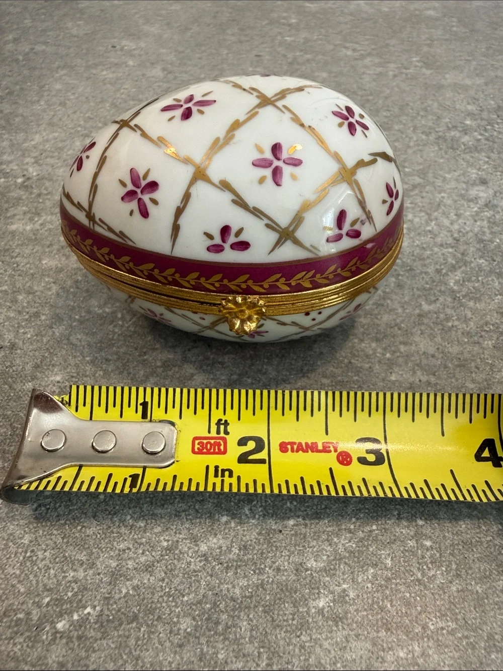 VTG Limoges White Porcelain Egg Trinket Box Hand Painted